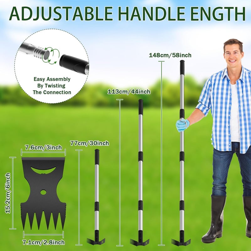 Ukiupop Weed Puller Tool with Long Handle – 2-in-1 Handle Garden Hoe and Weed Rake, Hoe Garden Tool for Home Gardens, Lawns, and Yards - Image 3